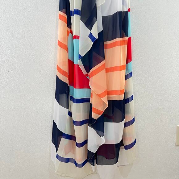NWT Lane Bryant Cascade Striped Maxi Dress Chiffon Multicolor Cross Back Size 24 - Picture 5 of 14
